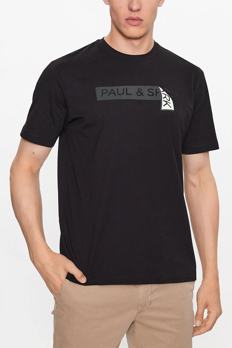 Paul & Shark Футболка чёрного цвета logo-print 
