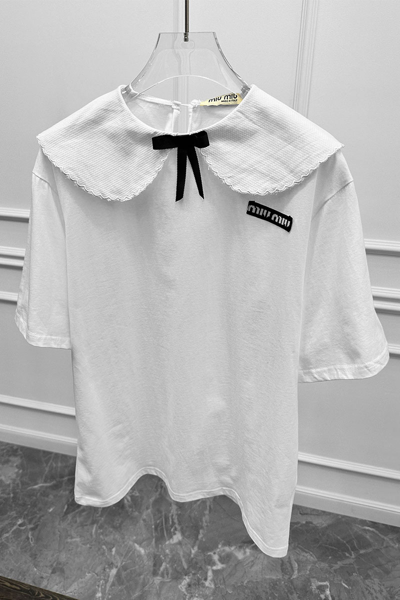 Designer Clothing Женская белая футболка MIU MIU