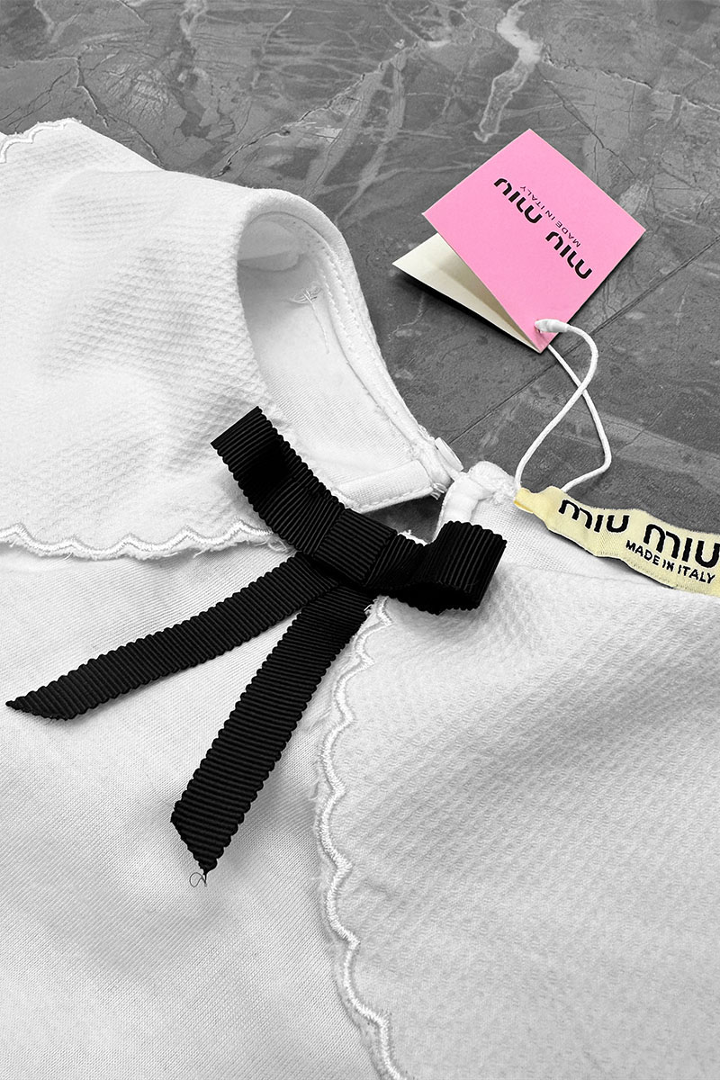Designer Clothing Женская белая футболка MIU MIU