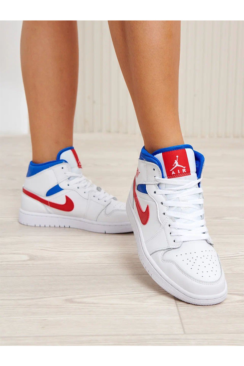 Nike Женские кроссовки Dunk High - White / Blue / Red