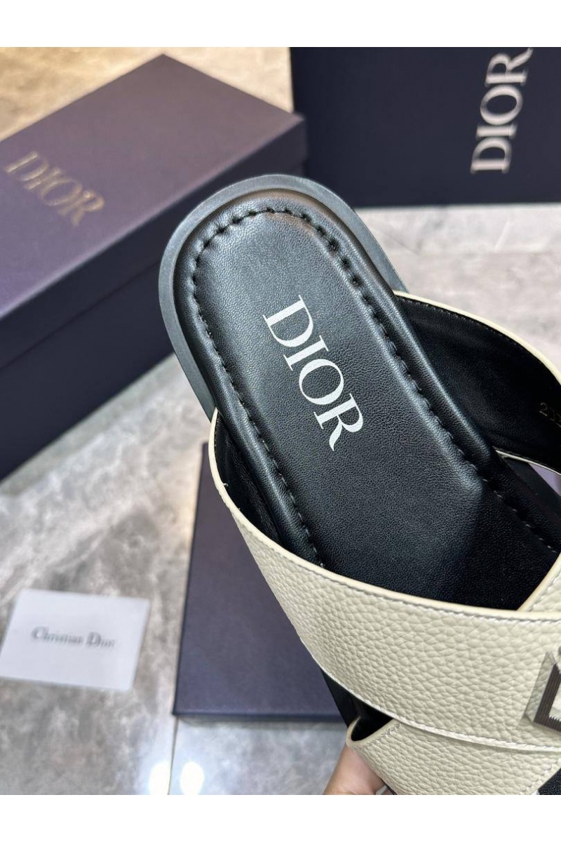 Dior Мужские кожаные шлёпанцы 
