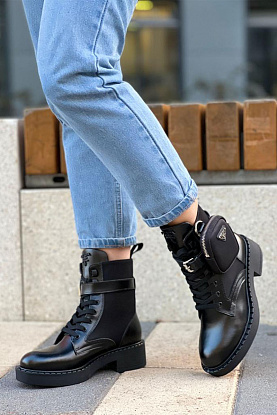 Женские кожаные ботинки - Black