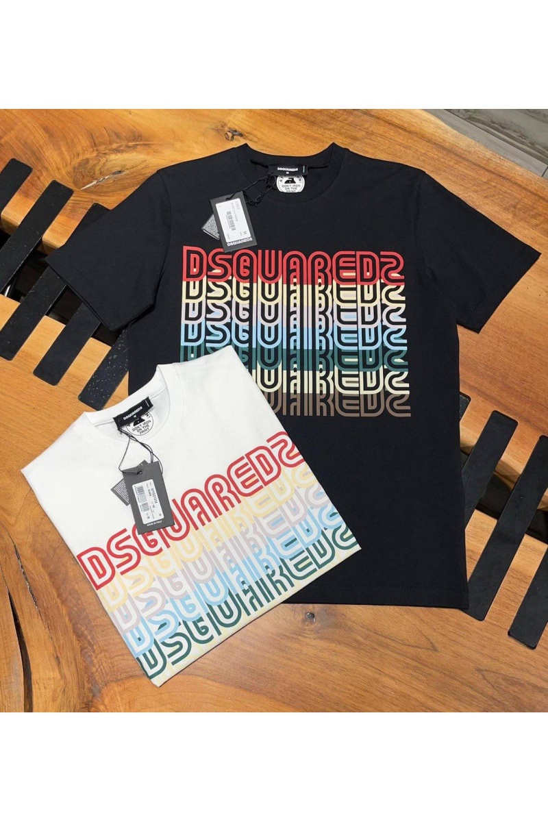 Dsquared2 Мужская чёрная футболка Rainbow logo-print 