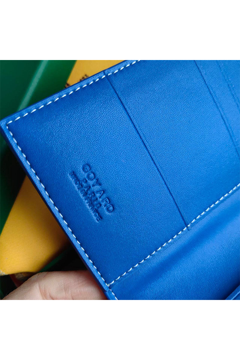 Designer Clothing Кожаная обложка на паспорт Goyard - Blue 10х14 см