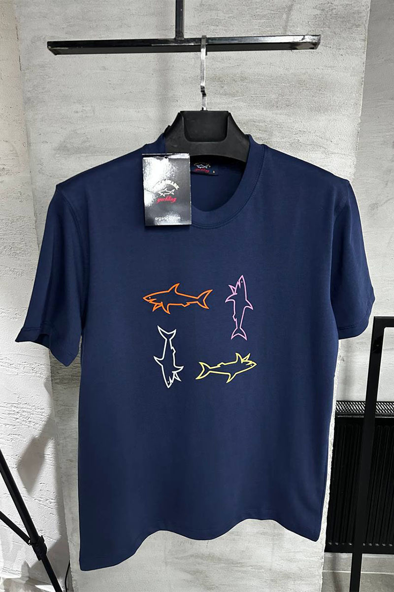 Paul & Shark Мужская тёмно-синяя футболка logo-print 