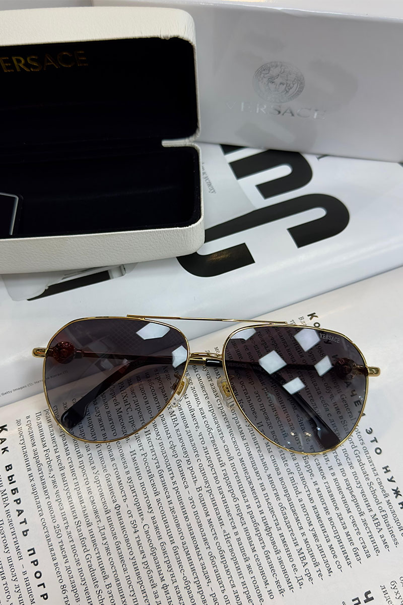 Versace Сонлнцезащитные очки Aviator - Grey / Gold