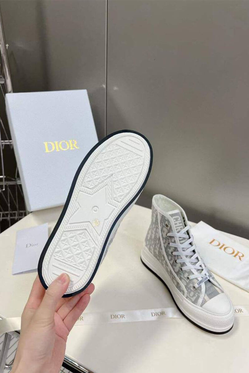 Dior Женские высокие кеды на платформе Walk'n'  - Grey 