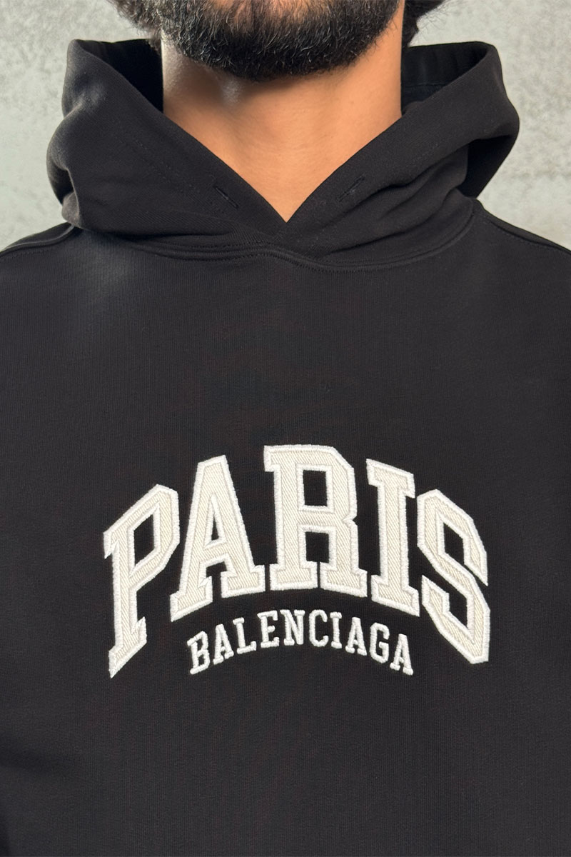 Balenciaga Чёрное худи Paris logo-embroidered 
