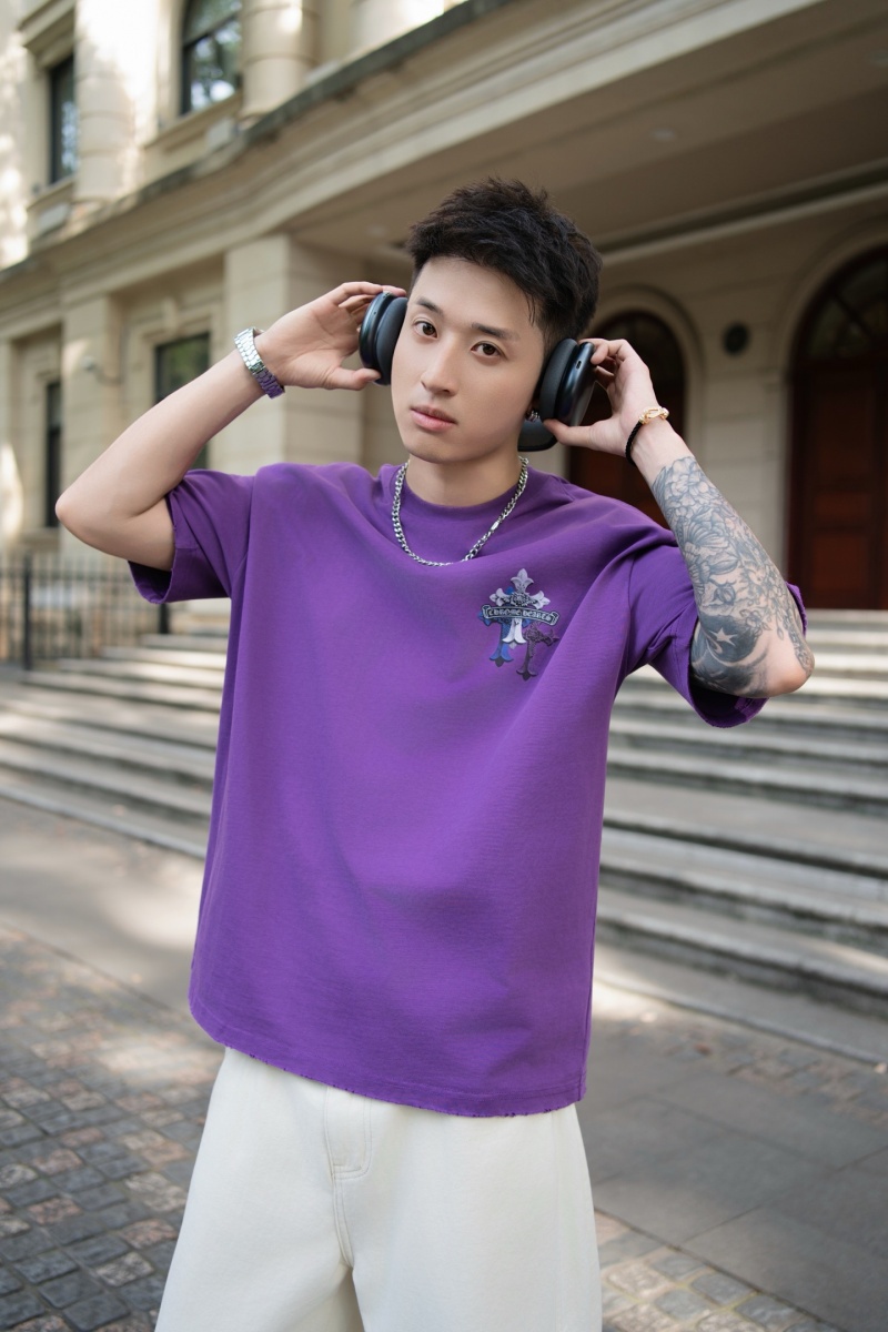 Chrome Hearts Фиолетовая оверсайз футболка Premium