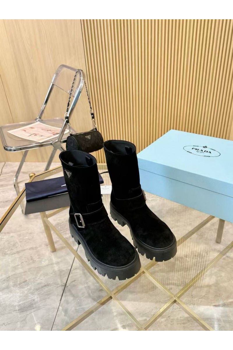 Prada Женские замшевые сапоги Suede premium