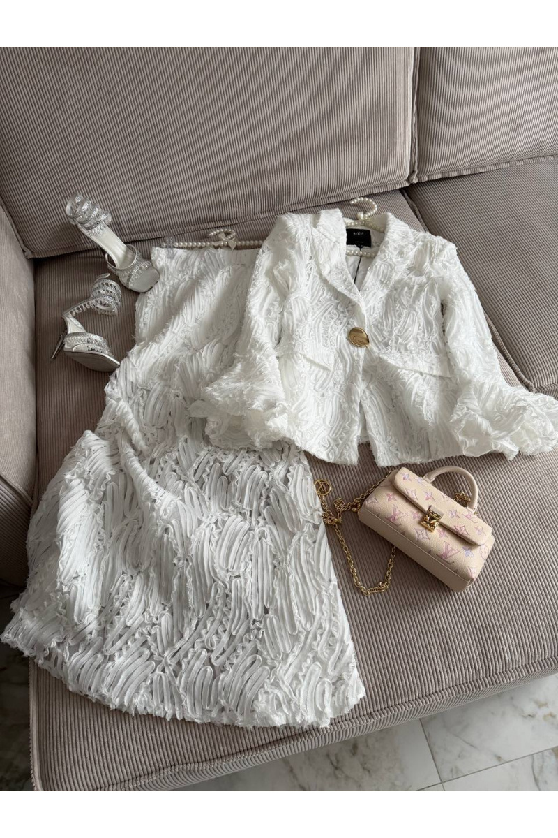 Designer Clothing Женский кружевной костюм белого цвета premium