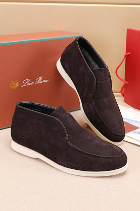 Замшевые лоферы с мехом Open Walk - Brown