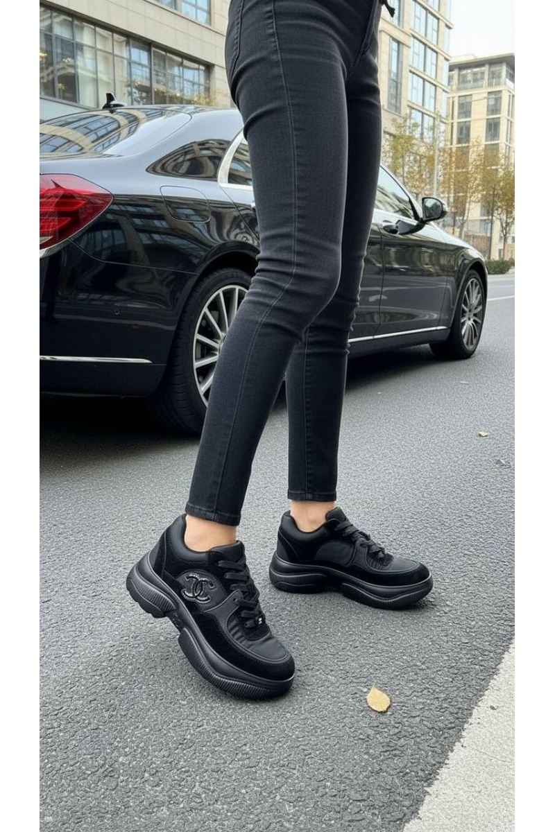 Chаnеl Чёрные женские кроссовки premium