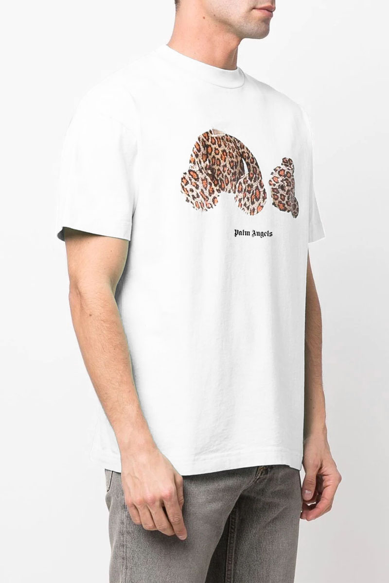 Palm Angels Белая оверсайз футболка Leopard Bear