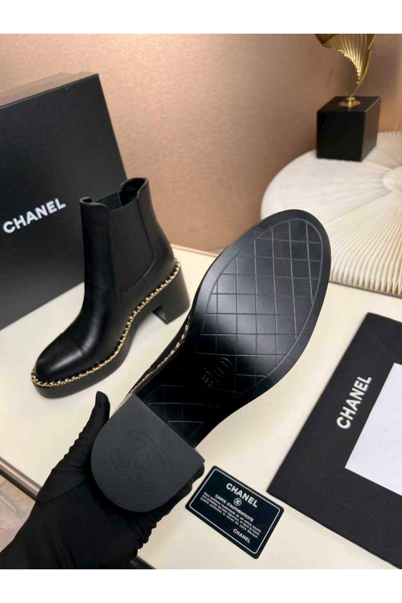 Chаnеl Женские кожаные сапоги premium - Black