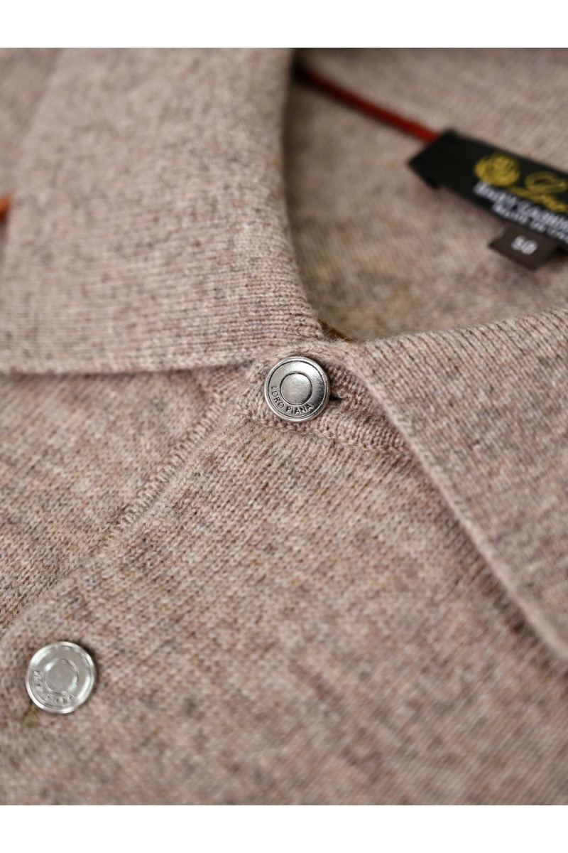 Loro Piana Бежевое поло с длинным рукавом premium