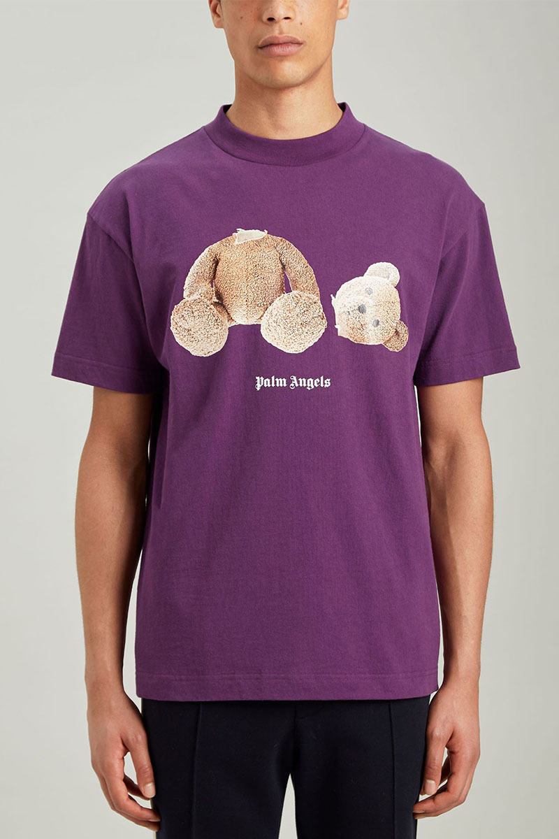 Palm Angels Фиолетовая оверсайз футболка Bear Classic