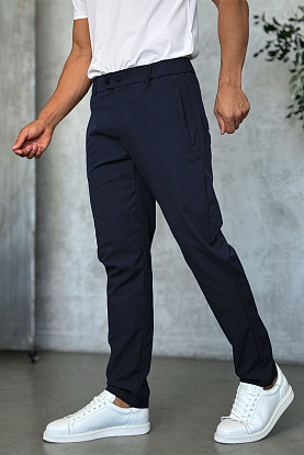 Мужские тёмно-синие брюки slim fit