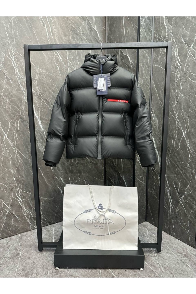 Prada Мужской пуховик logo-plaque - Black