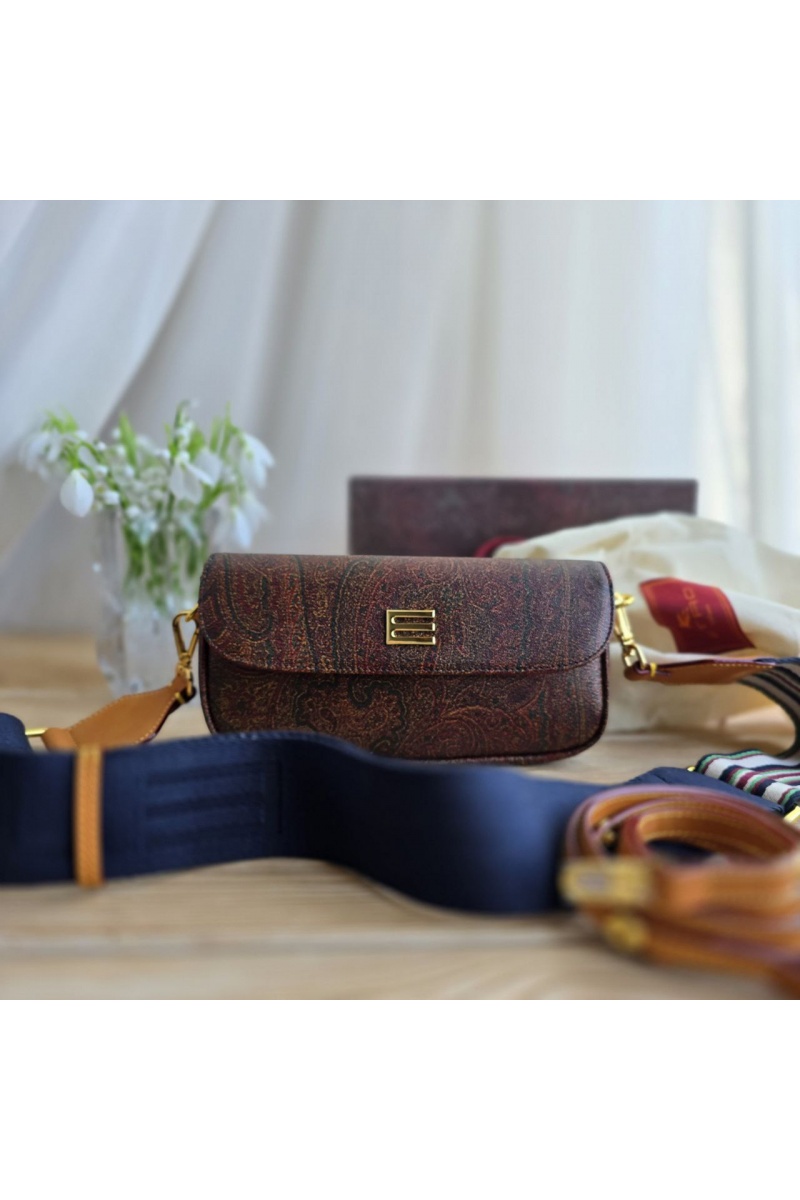 Etro Кожаная сумка с узором пейсли 20x9 см