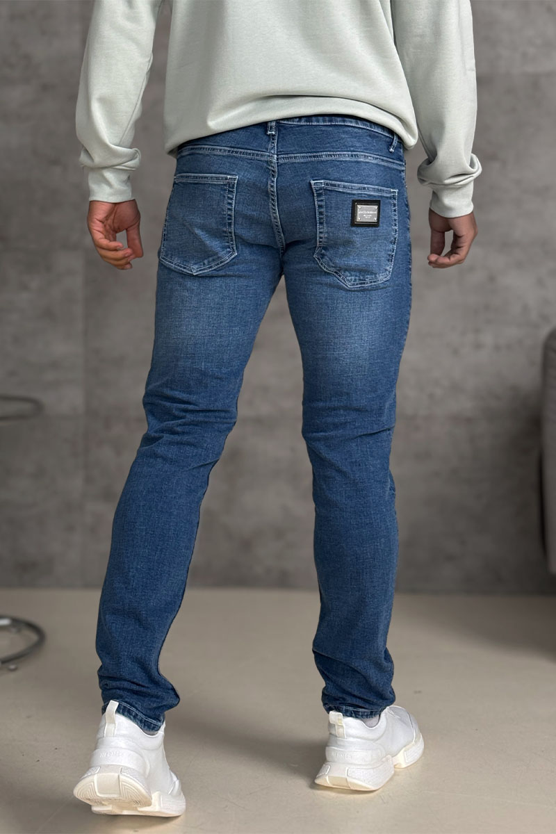 Dоlсе & Gаbbаnа Мужские синие джинсы logo-plaque