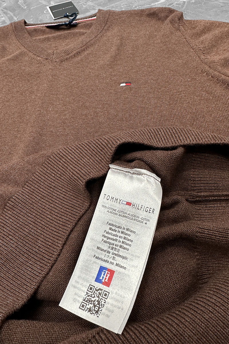 Tommy Hilfiger Мужской джемпер logo-embroidered - Brown
