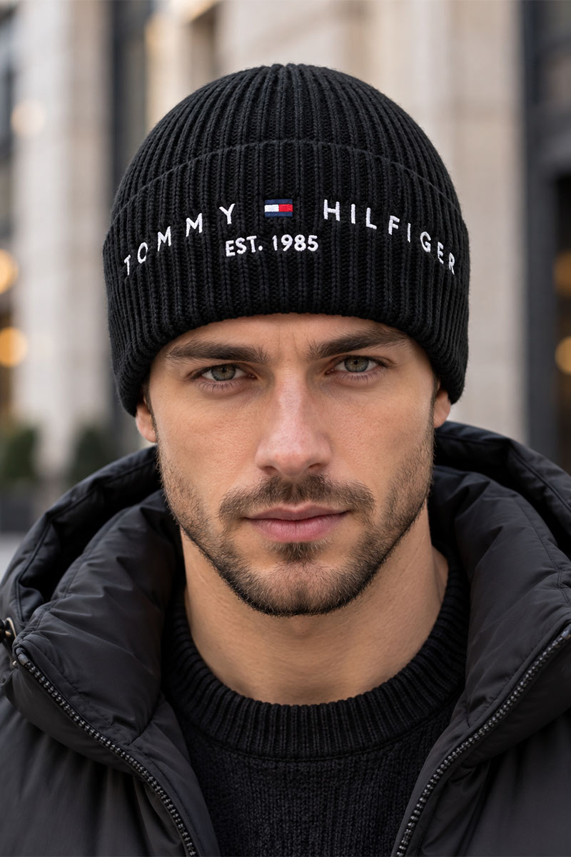 Tommy Hilfiger Мужская чёрная шапка 