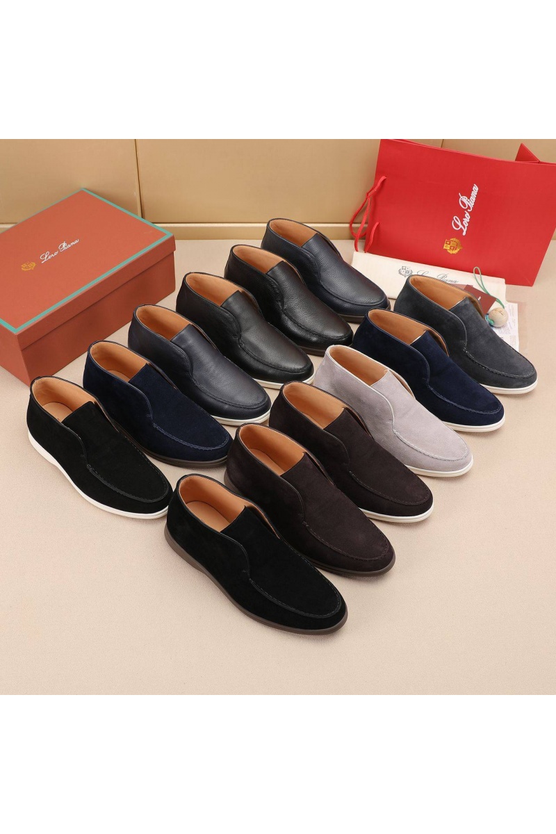 Loro Piana Кожаные лоферы с меховой стелькой Open Walk - Navy
