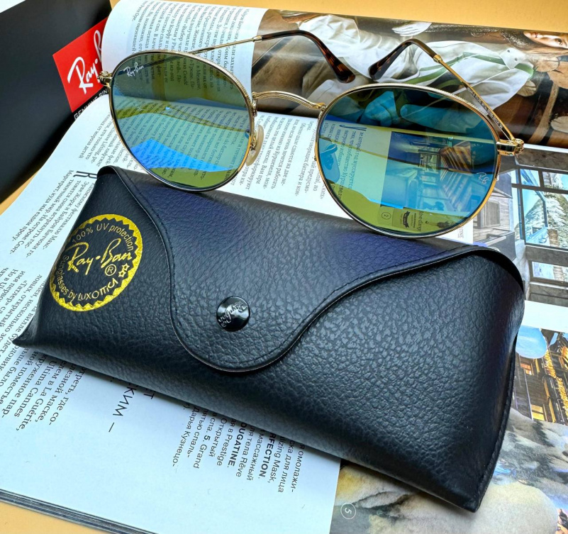 Ray Ban Солнцезащитные очки Round Metal - Blue Mirrored