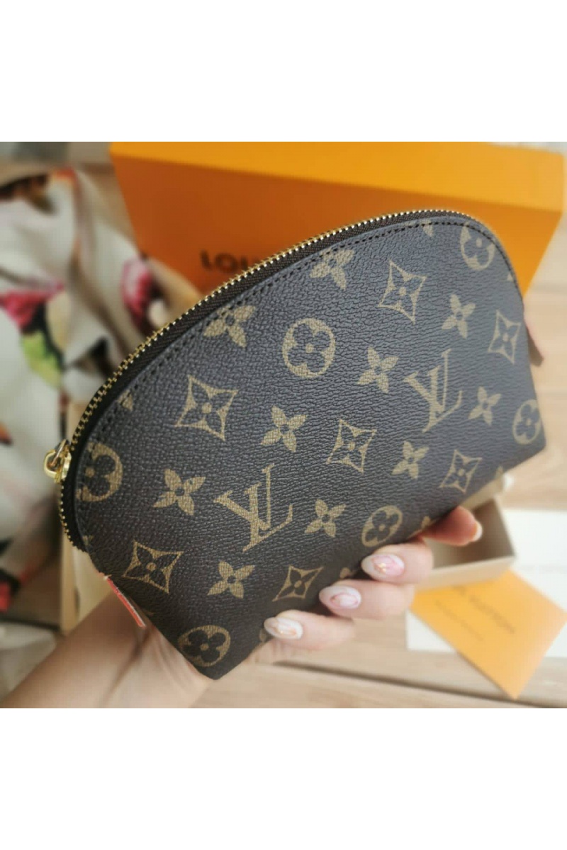 Lоuis Vuittоn Кожаная косметичка Pouch PM Monogram Canvas 19x12 см - Brown