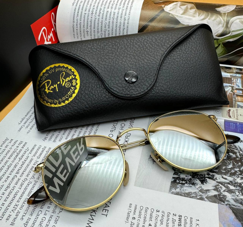 Ray Ban Солнцезащитные очки Round Metal - Green Mirrored