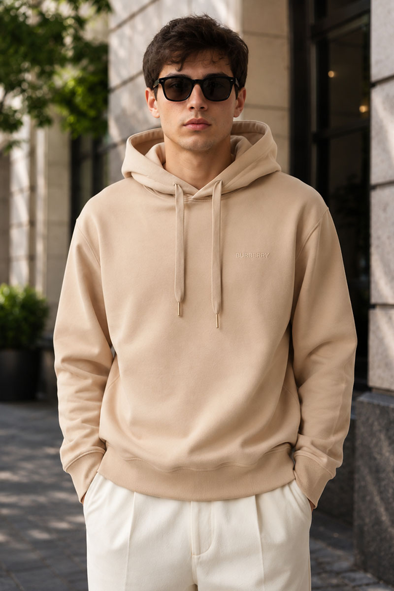 Burberry Бежевое худи Ekd Inlay 'Marks' 