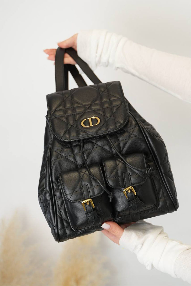 Dior Кожаный рюкзак Caro 26x25 см - Black