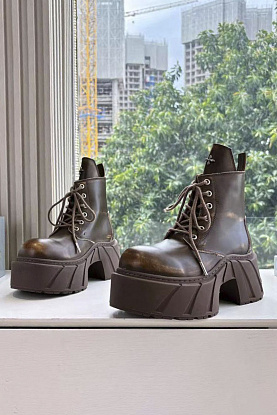 Женские кожаные ботинки на платформе SMFK premium