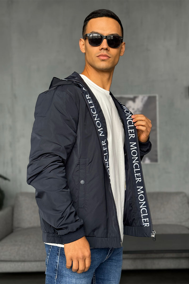 Moncler Мужская ветровка тёмно-синего цвета