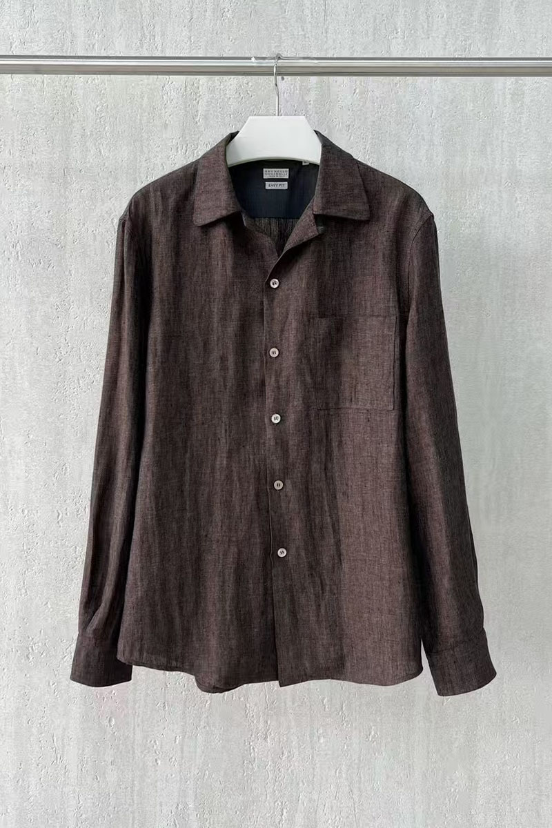 Designer Льняная рубашка Premium - Brown