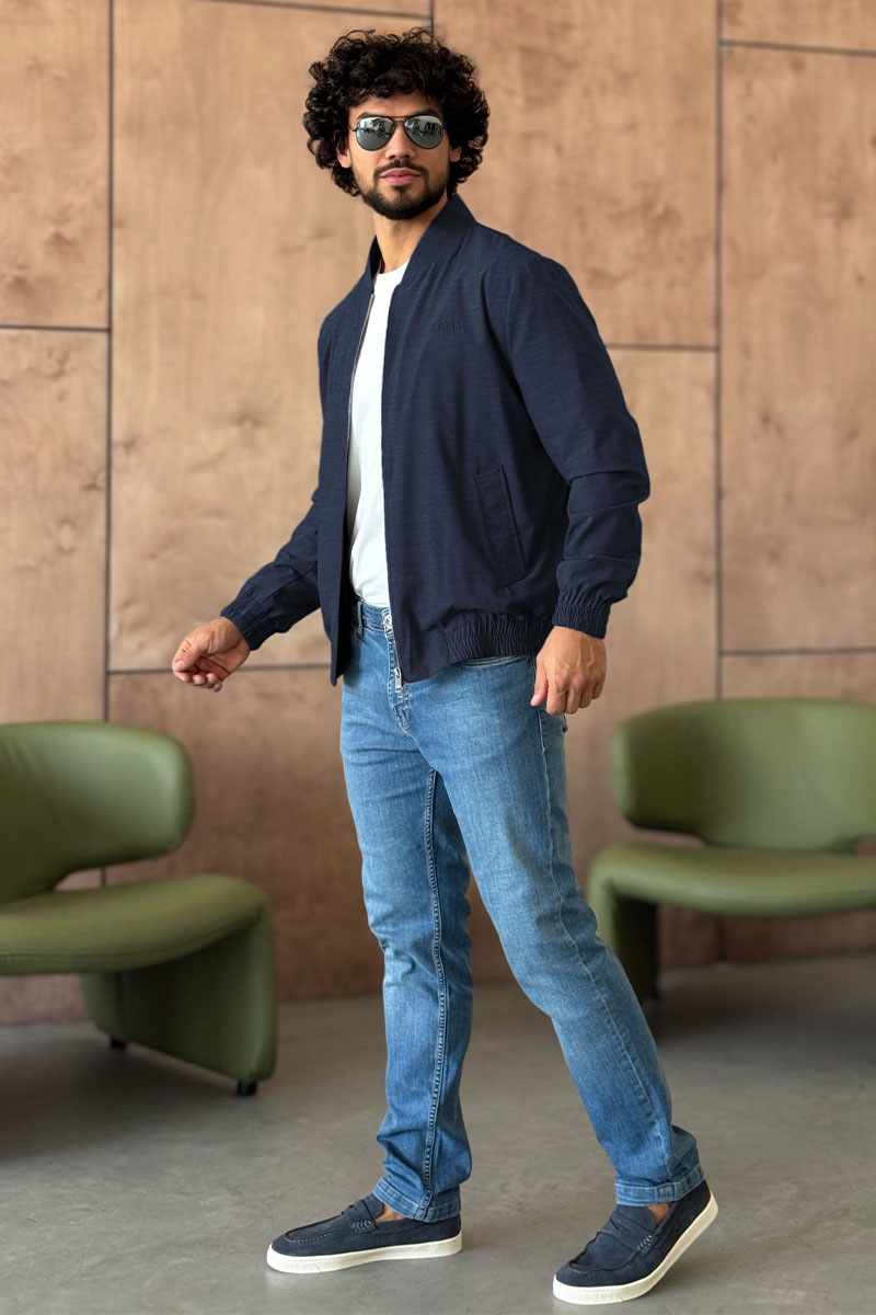 Zegna Мужской бомбер синего цвета