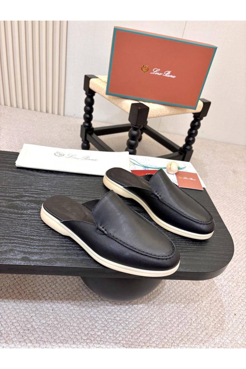 Loro Piana Мужские кожаные шлёпанцы 