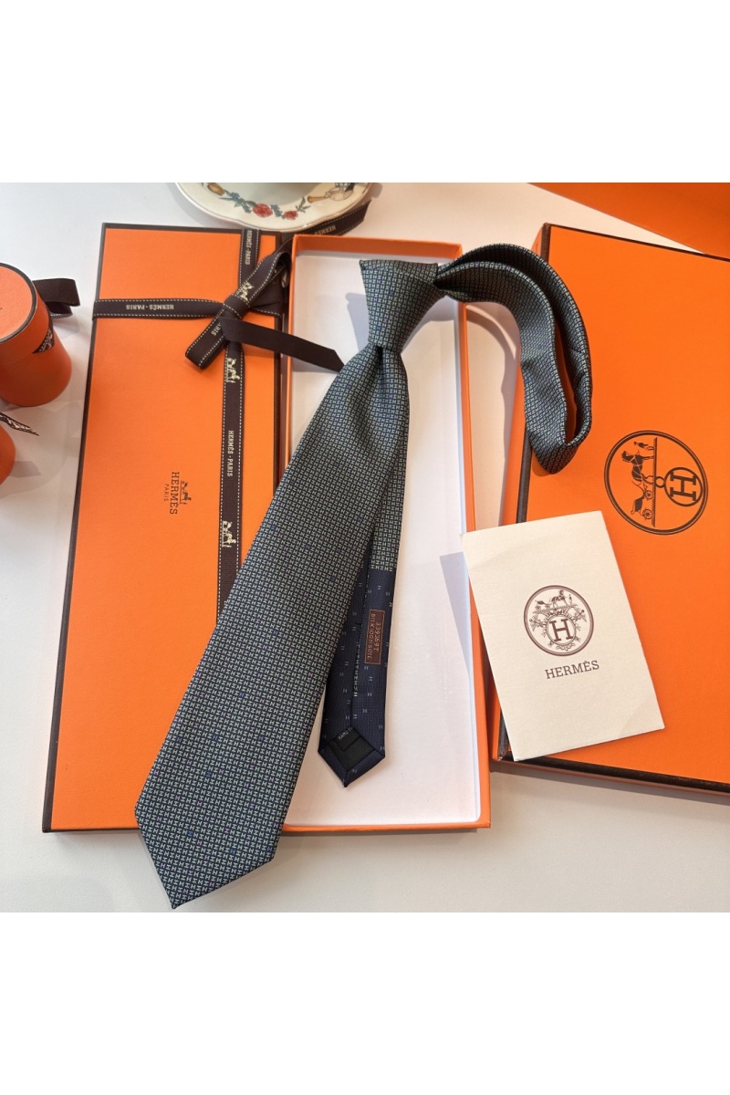 Hermes Галстук geometric logo-print premium - Black