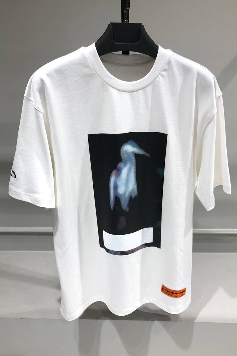 Heron Preston Белая оверсайз футболка Blurry Heron