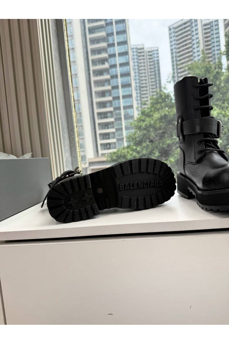 Balenciaga Женские кожаные ботинки Venom Lace-Up premium