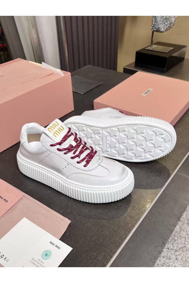 MIU MIU Женские кожаные кроссовки Premium