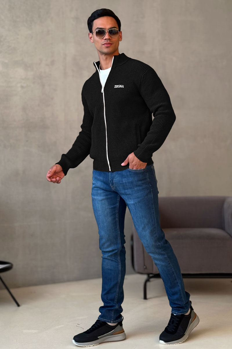 Zegna Свитер на молнии Premium - Black
