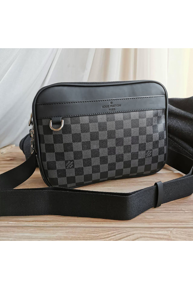 Lоuis Vuittоn Кожаная сумка Trocadero Messenger PM Damier Graphite 27x20 см