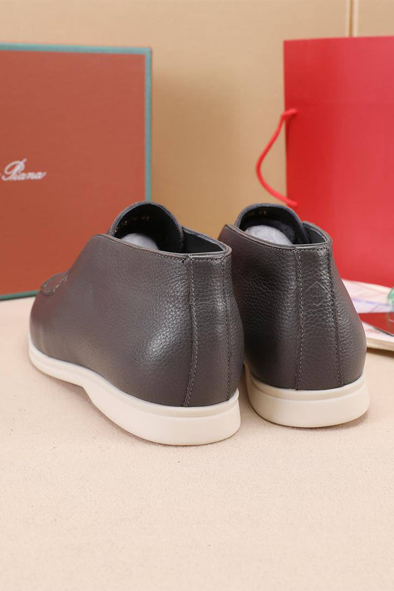 Loro Piana Кожаные лоферы с мехом Open Walk - Grey