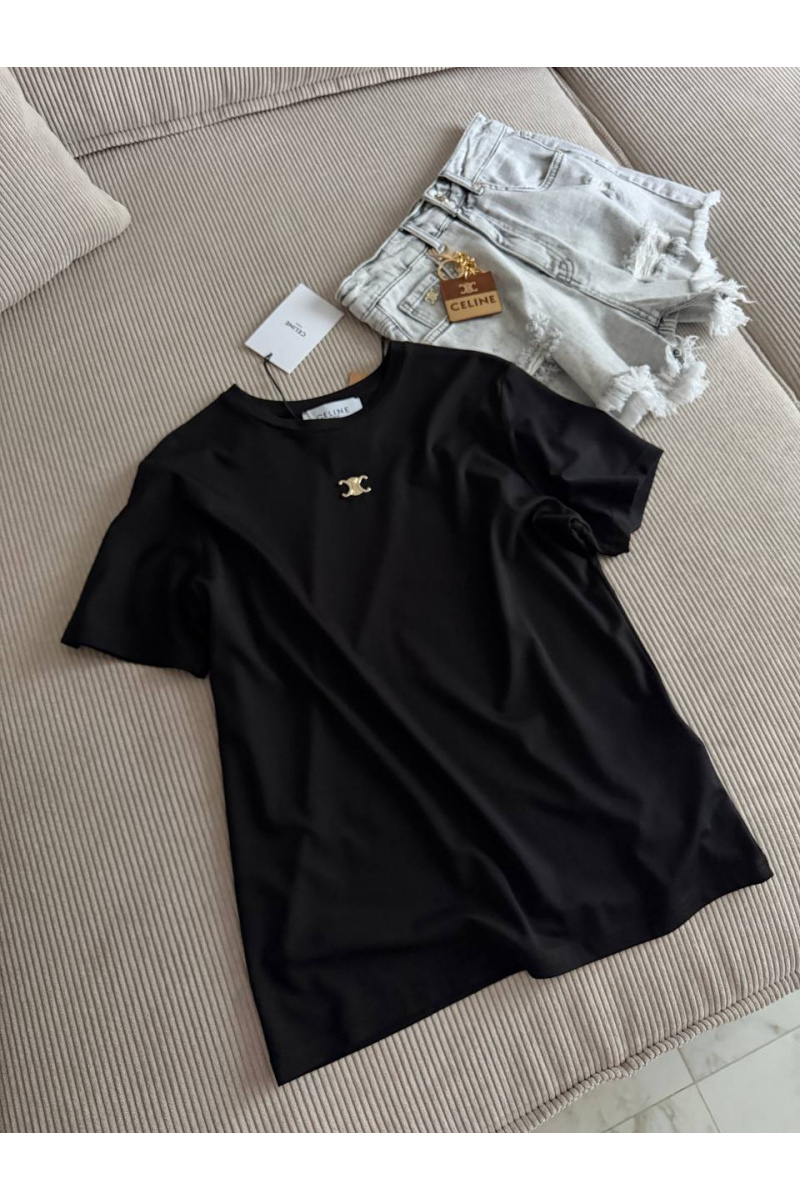 Celine Женская чёрная футболка premium