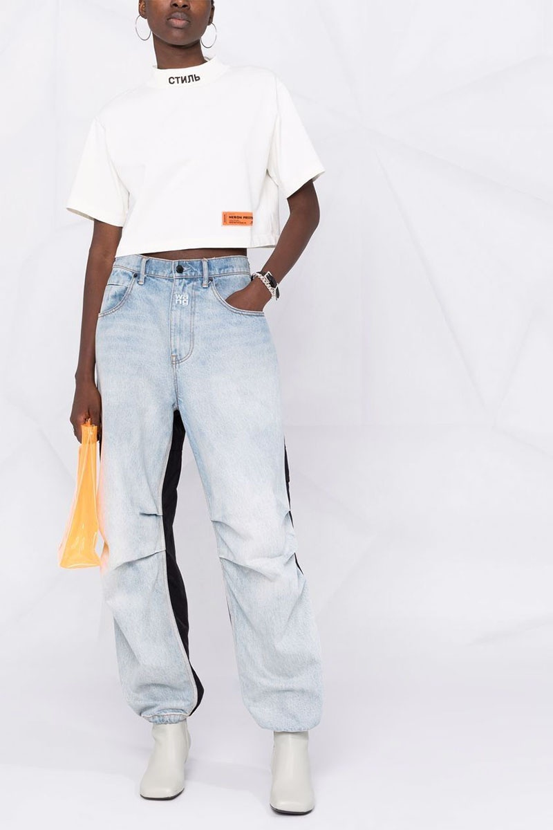 Heron Preston Белая футболка СТИЛЬ-logo cropped