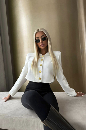 Женский укороченный пиджак premium - White