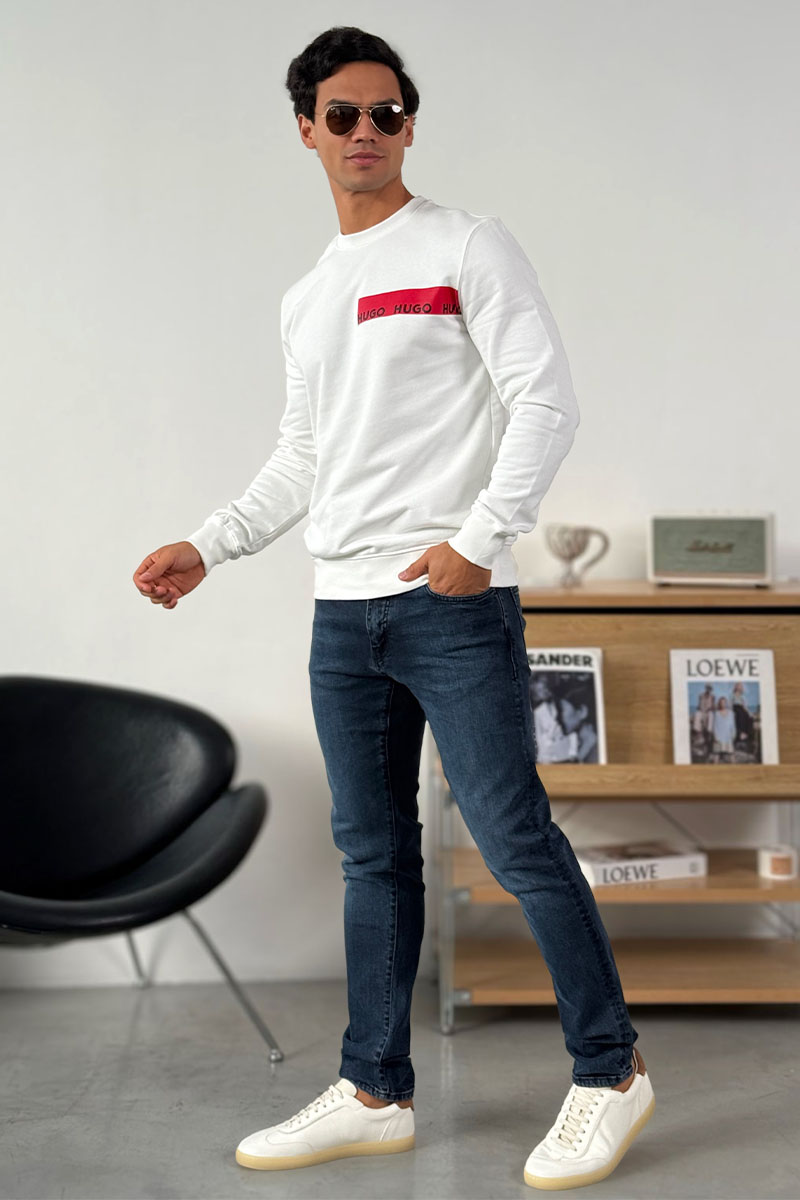 Hugо Воss Белый свитшот Dranach chest-tape