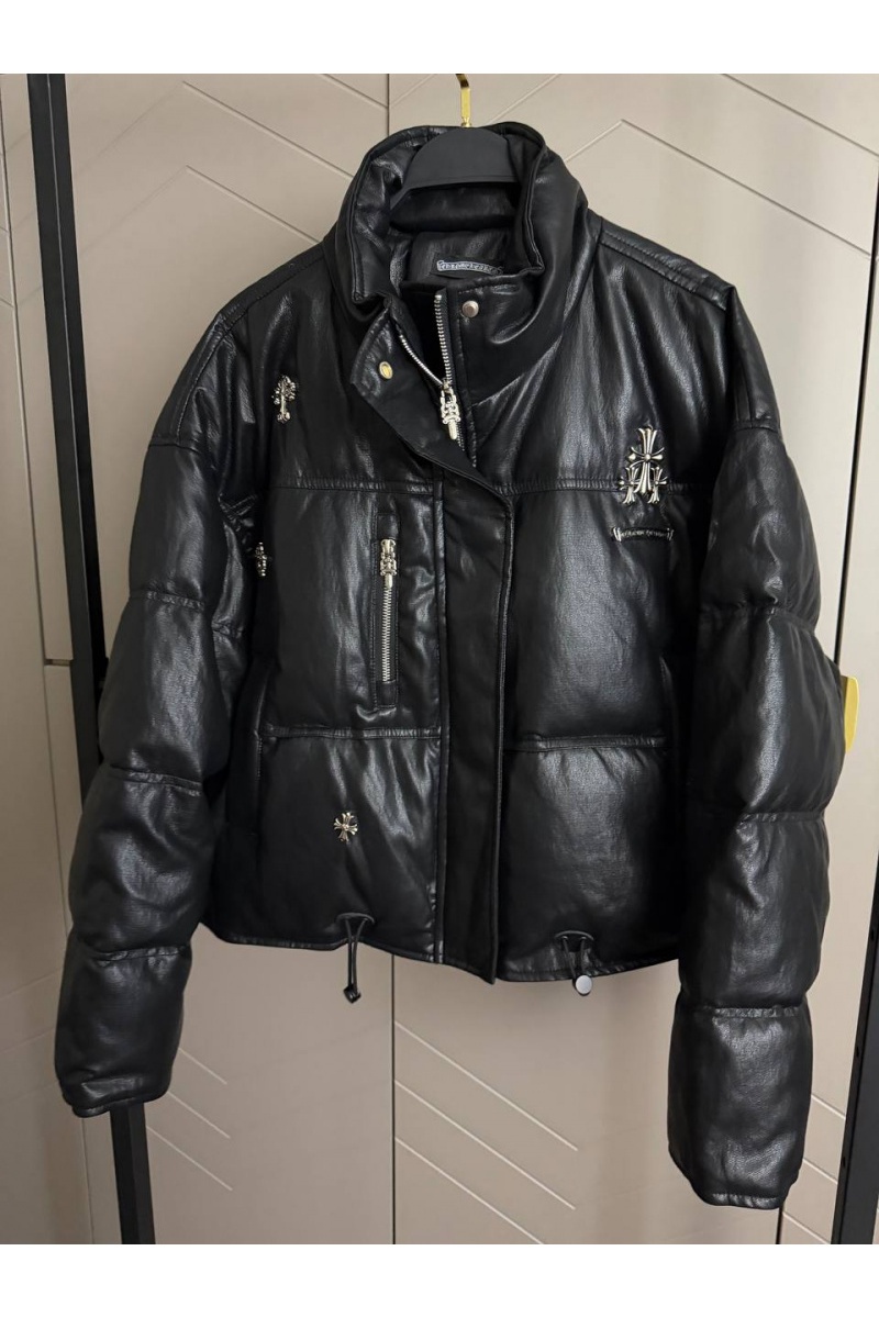 Chrome Hearts Женская пуховая куртка из эко кожи 